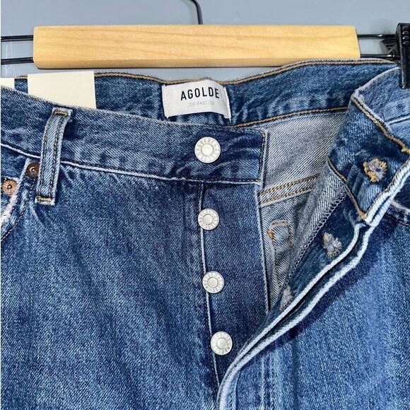 Agolde Wyman Low Rise Vintage Straight Jeans NWT Size 32 Dark Blue Wash - Picture 3 of 7